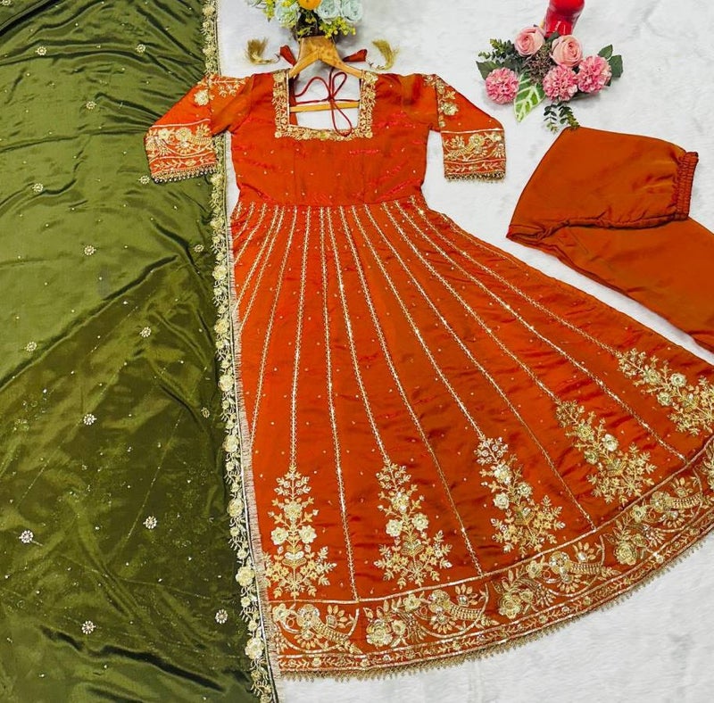 Malishka Export Embroidered Anarkali Gown With Dupatta for Women - Image 3